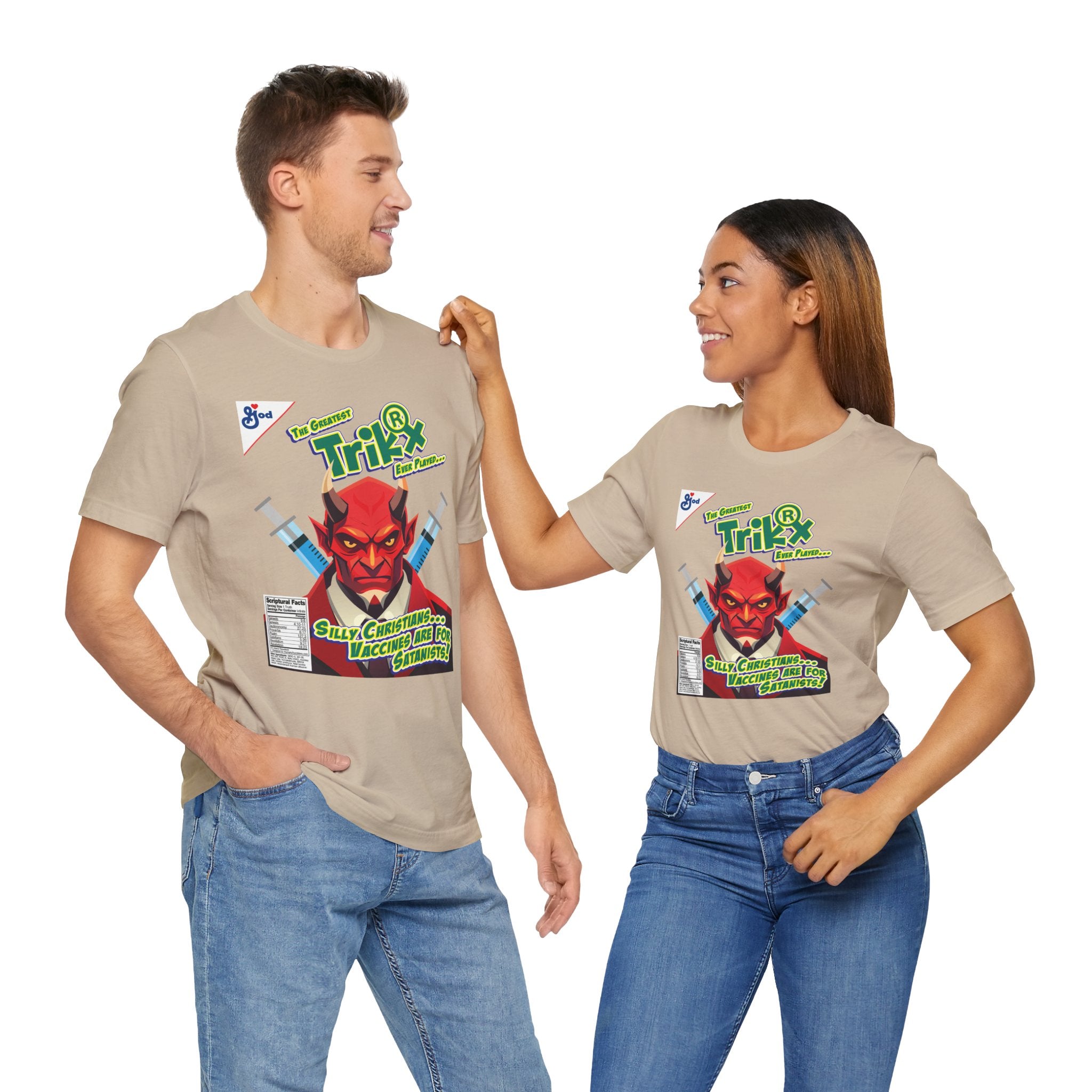 Silly Christians, Vaccines are for Satanists - Unisex Soft Cotton Short Sleeve T-Shirt