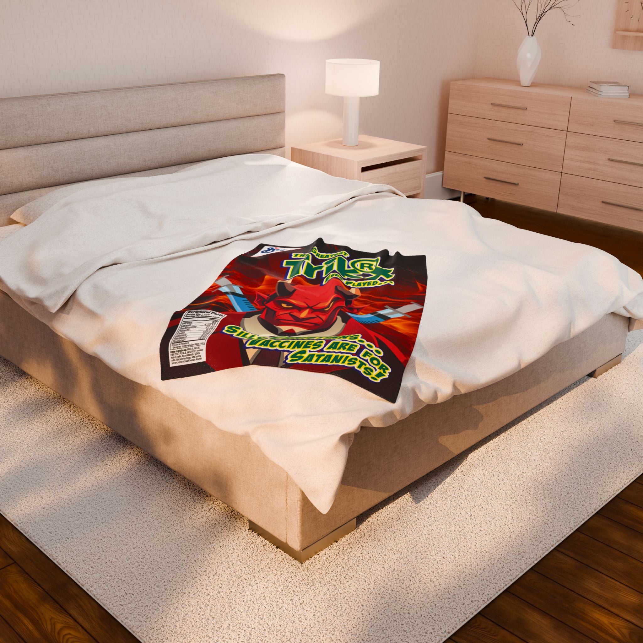 Silly Christians, Vaccines are for Satanists - Eco-Friendly Velveteen Plush Blanket