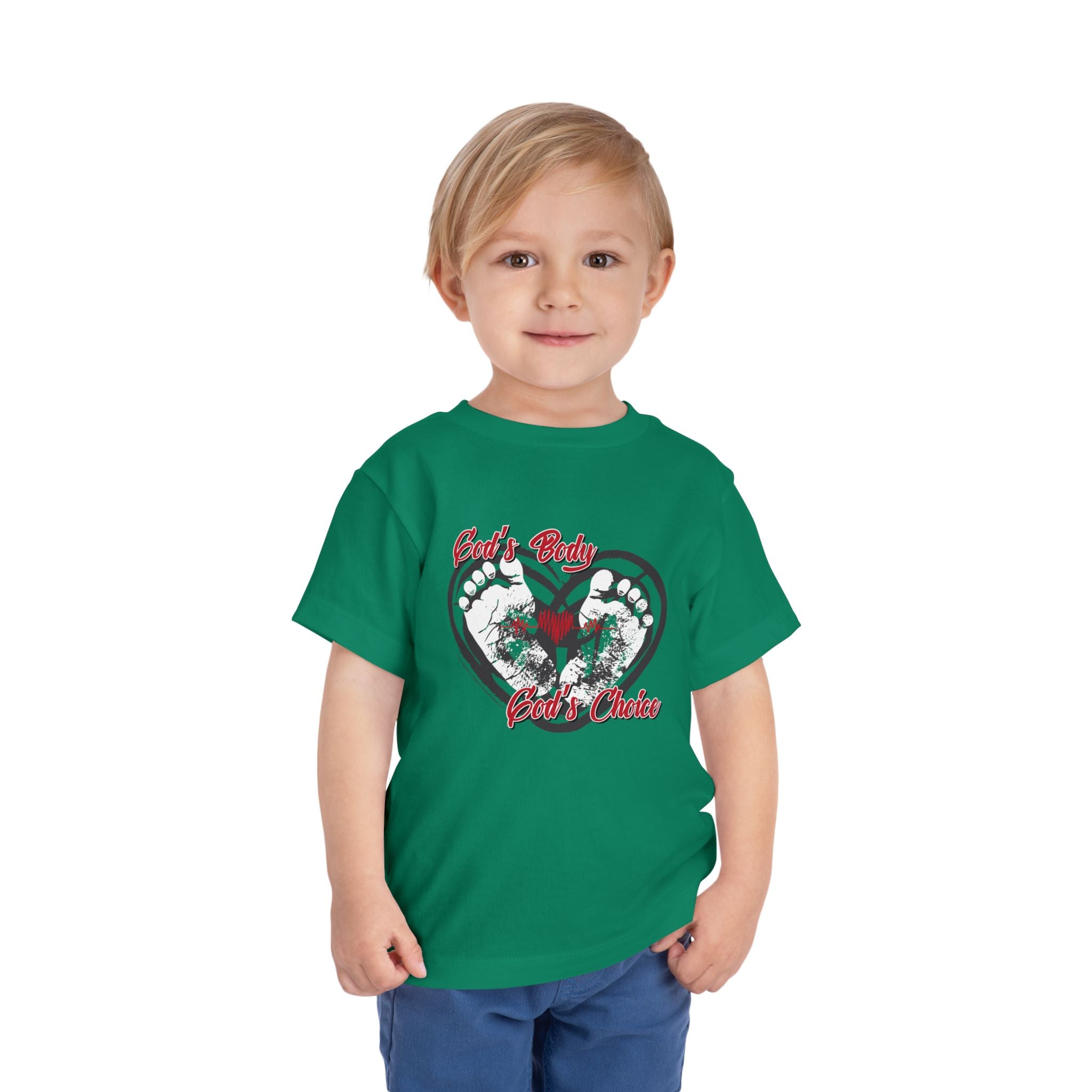 God's Body, God's Choice - Toddler Soft Cotton Short Sleeve T-Shirt