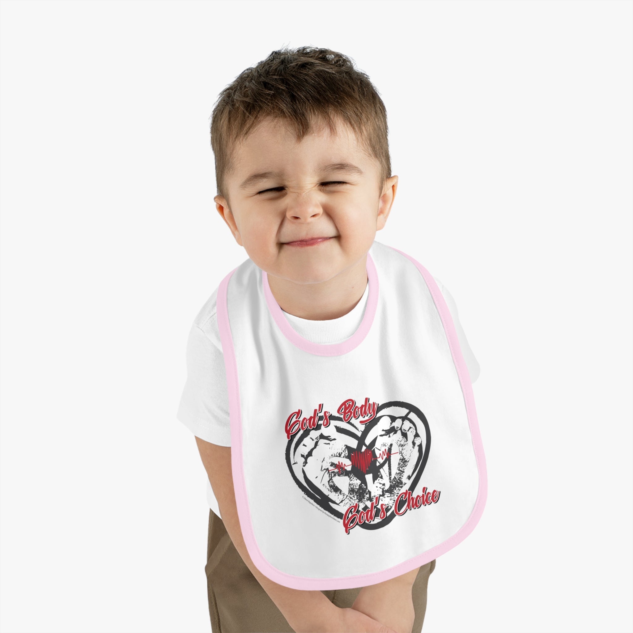 God's Body, God's Choice - Infant Soft Cotton Bib with Contrast Trim
