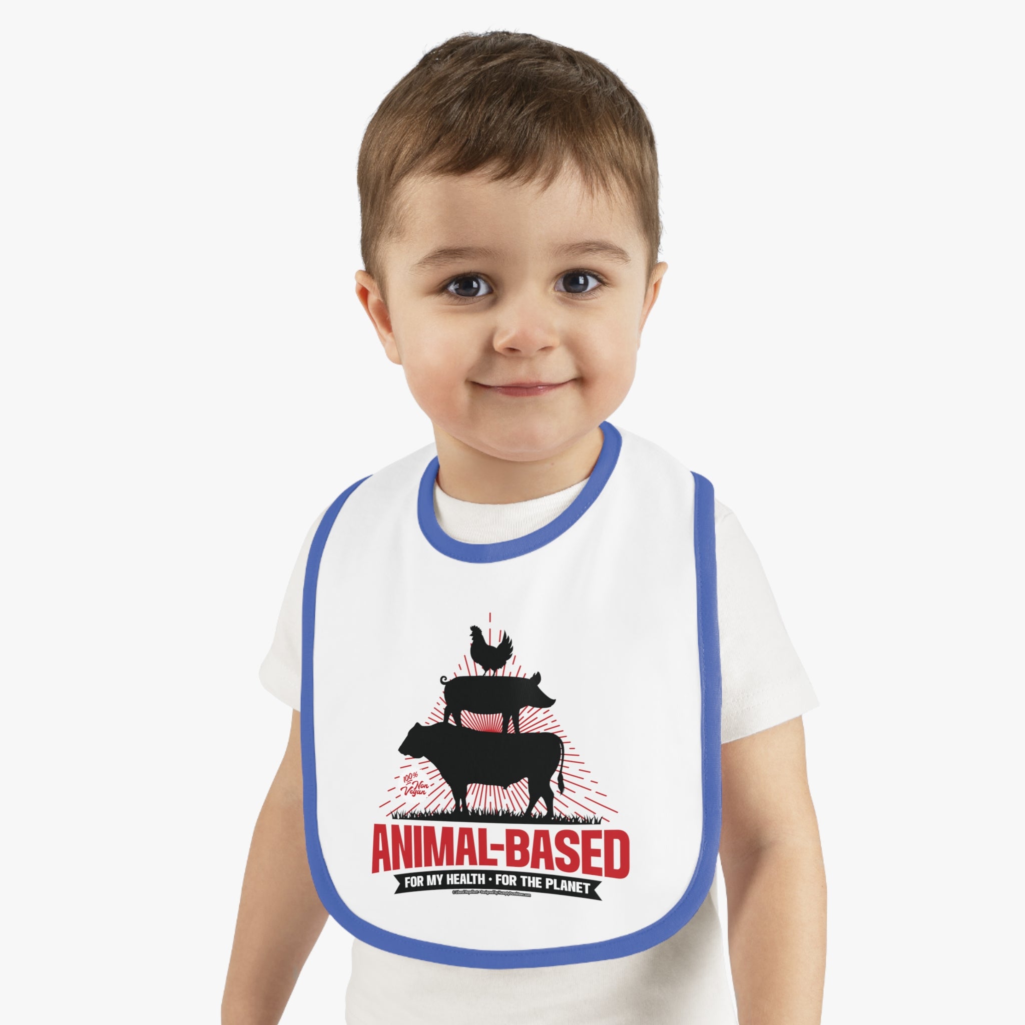 Animal Based - Infant Soft Cotton Bib with Contrast Trim