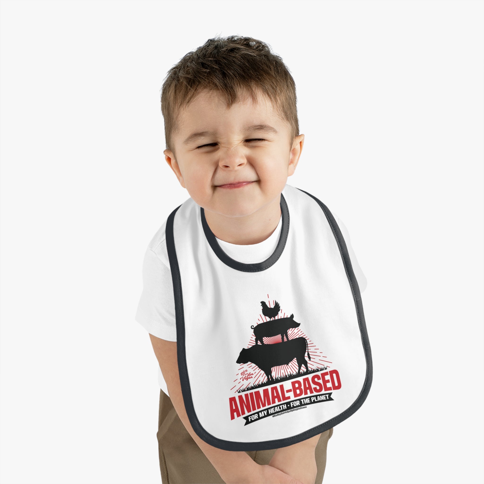 Animal Based - Infant Soft Cotton Bib with Contrast Trim