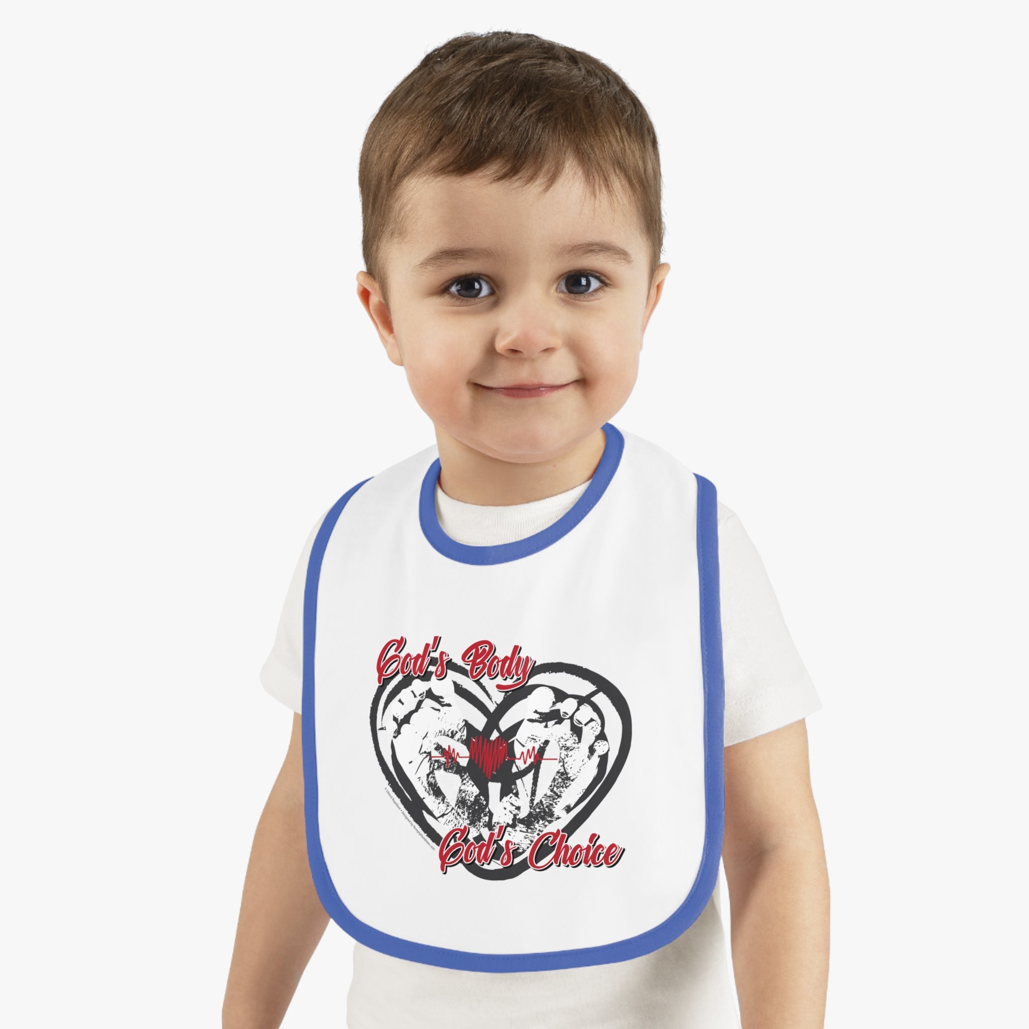 God's Body, God's Choice - Infant Soft Cotton Bib with Contrast Trim