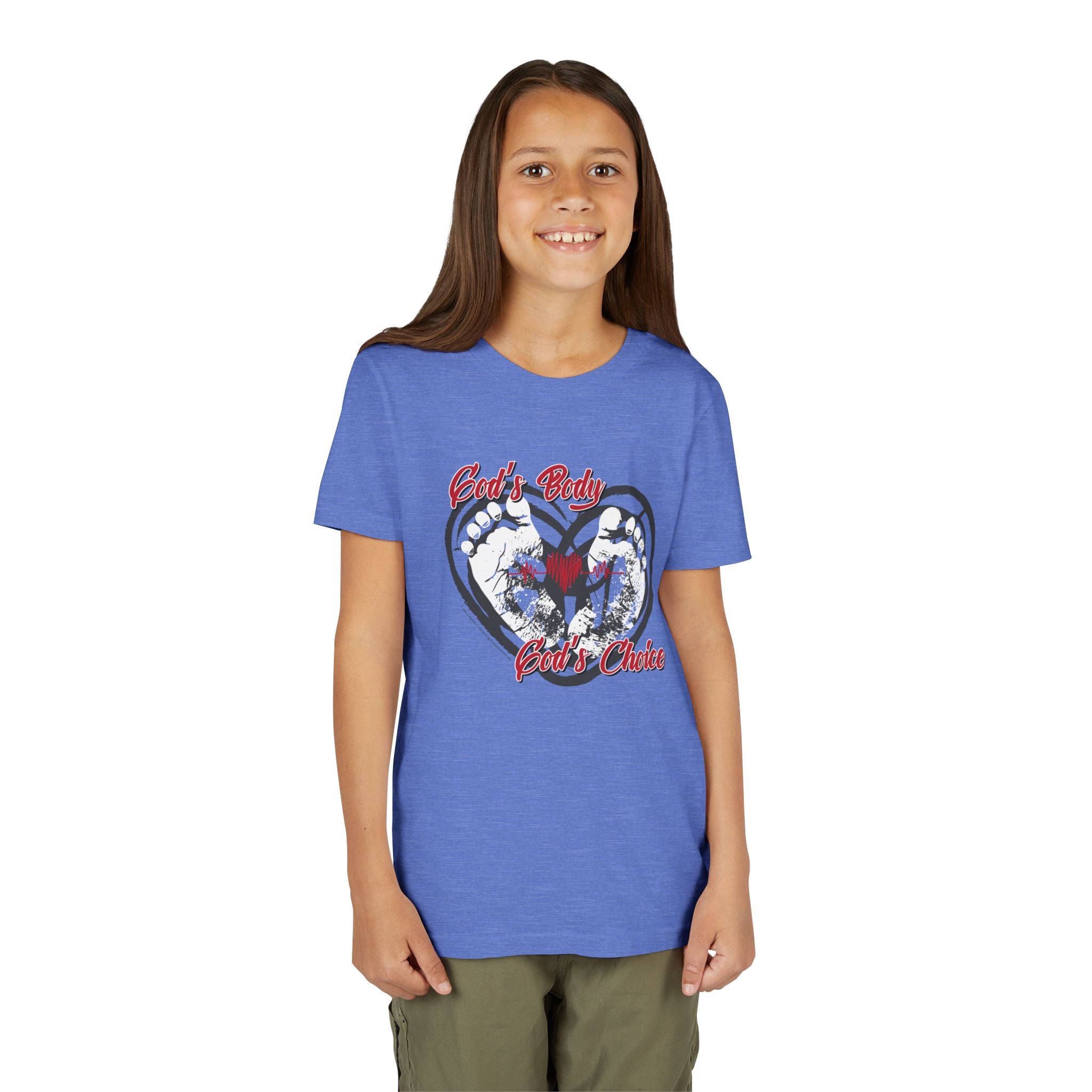 God's Body, God's Choice - Youth Soft Cotton Short Sleeve T-Shirt