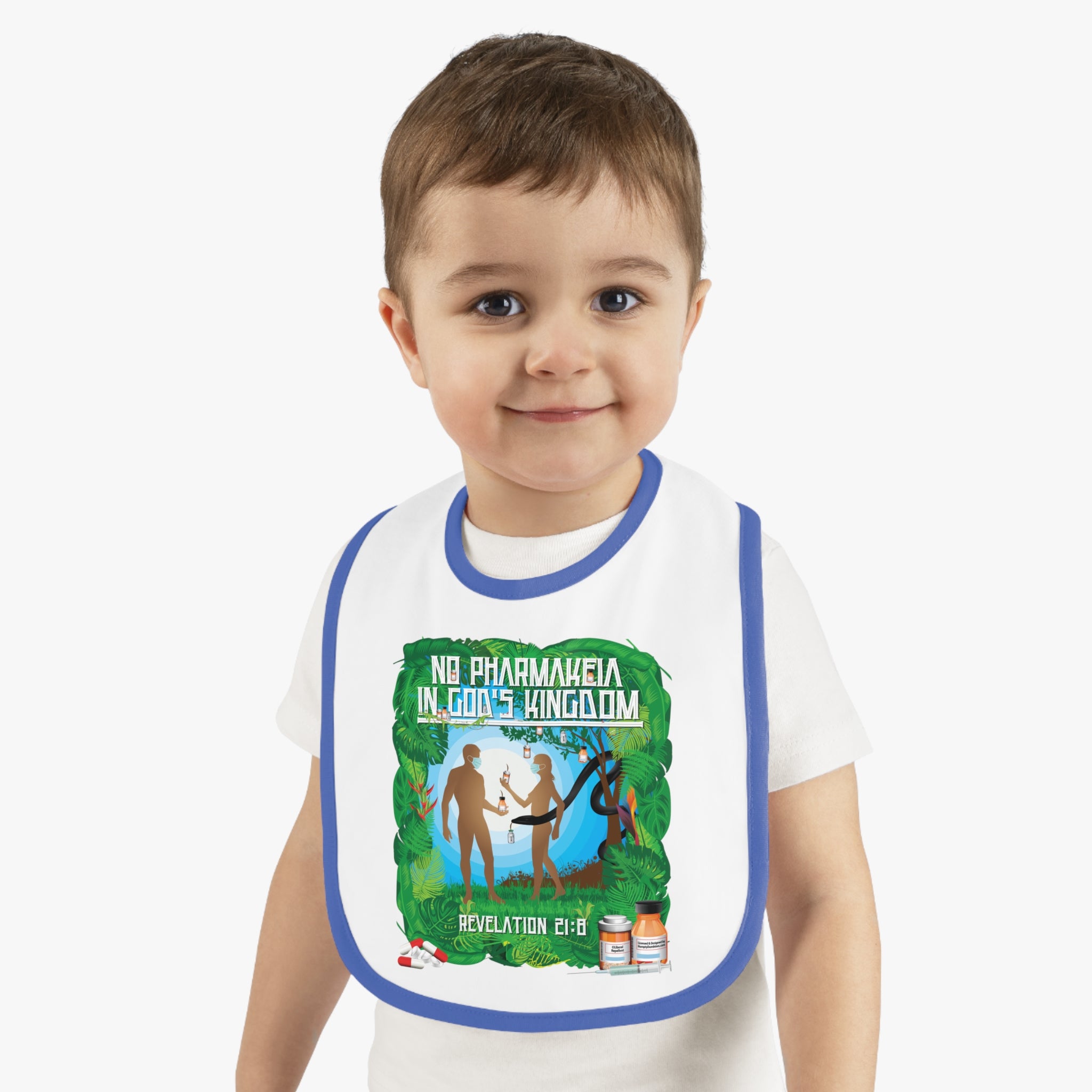 No Pharmakeia in God's Kingdom - Infant Soft Cotton Bib with Contrast Trim