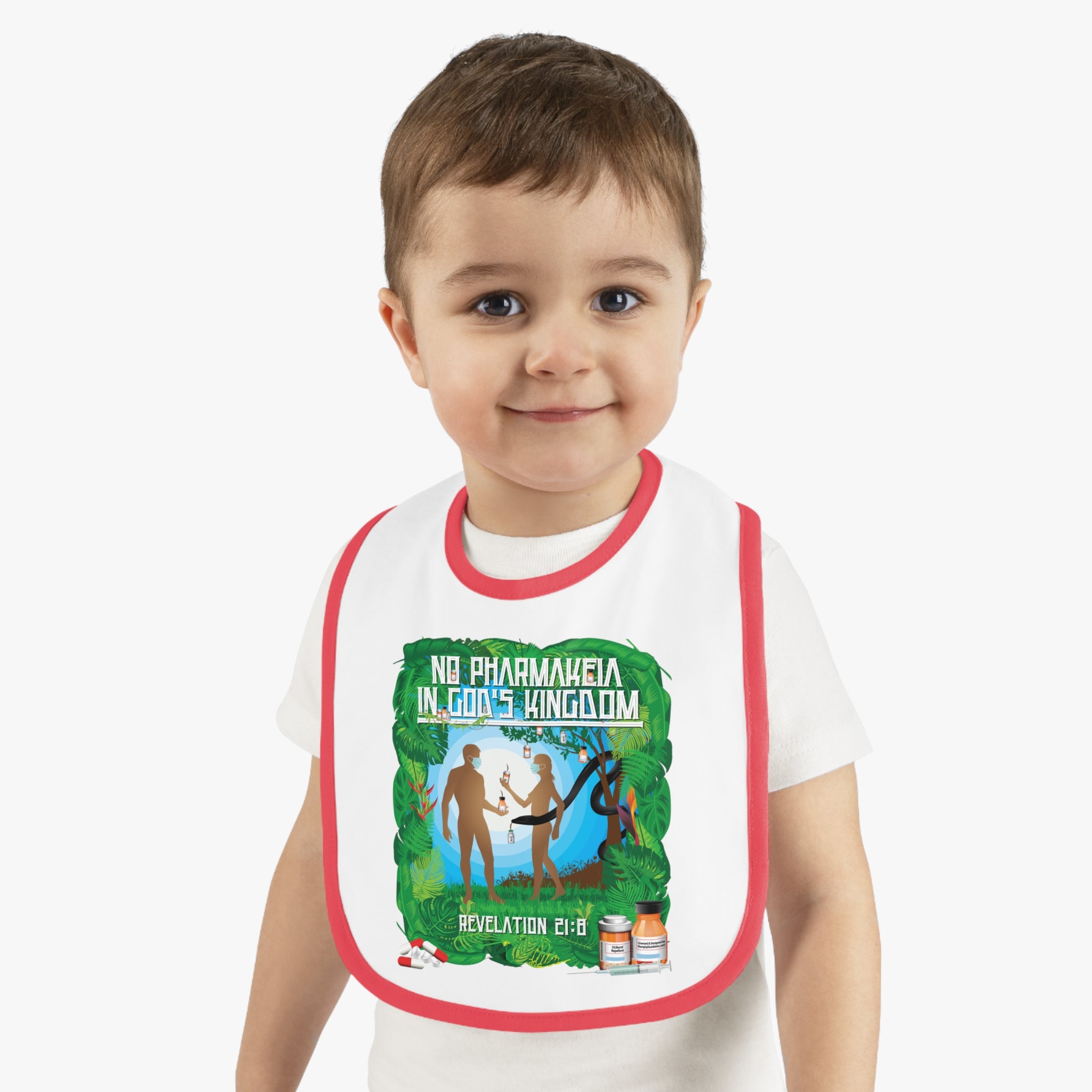 No Pharmakeia in God's Kingdom - Infant Soft Cotton Bib with Contrast Trim