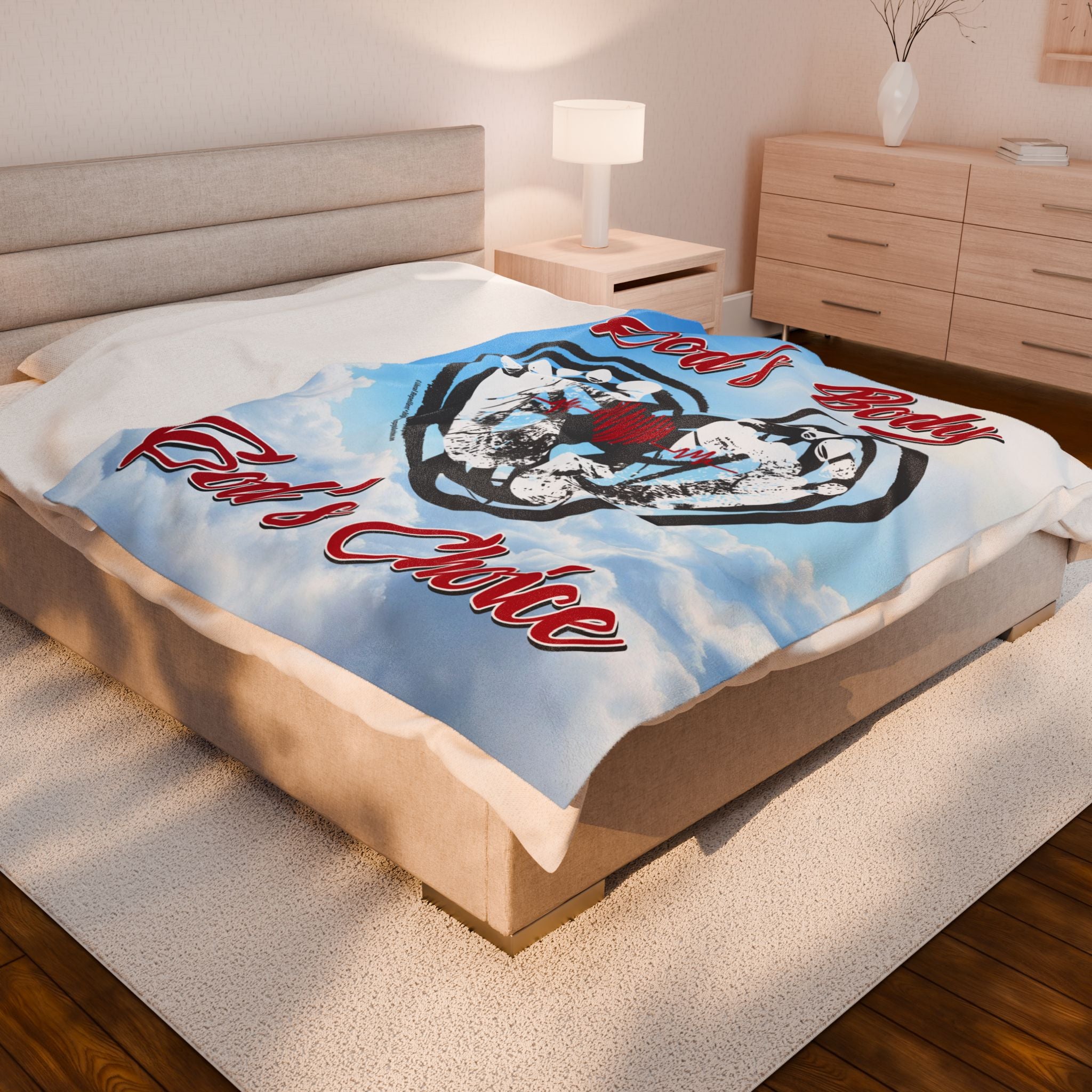 God's Body, God's Choice - Eco-Friendly Velveteen Plush Blanket