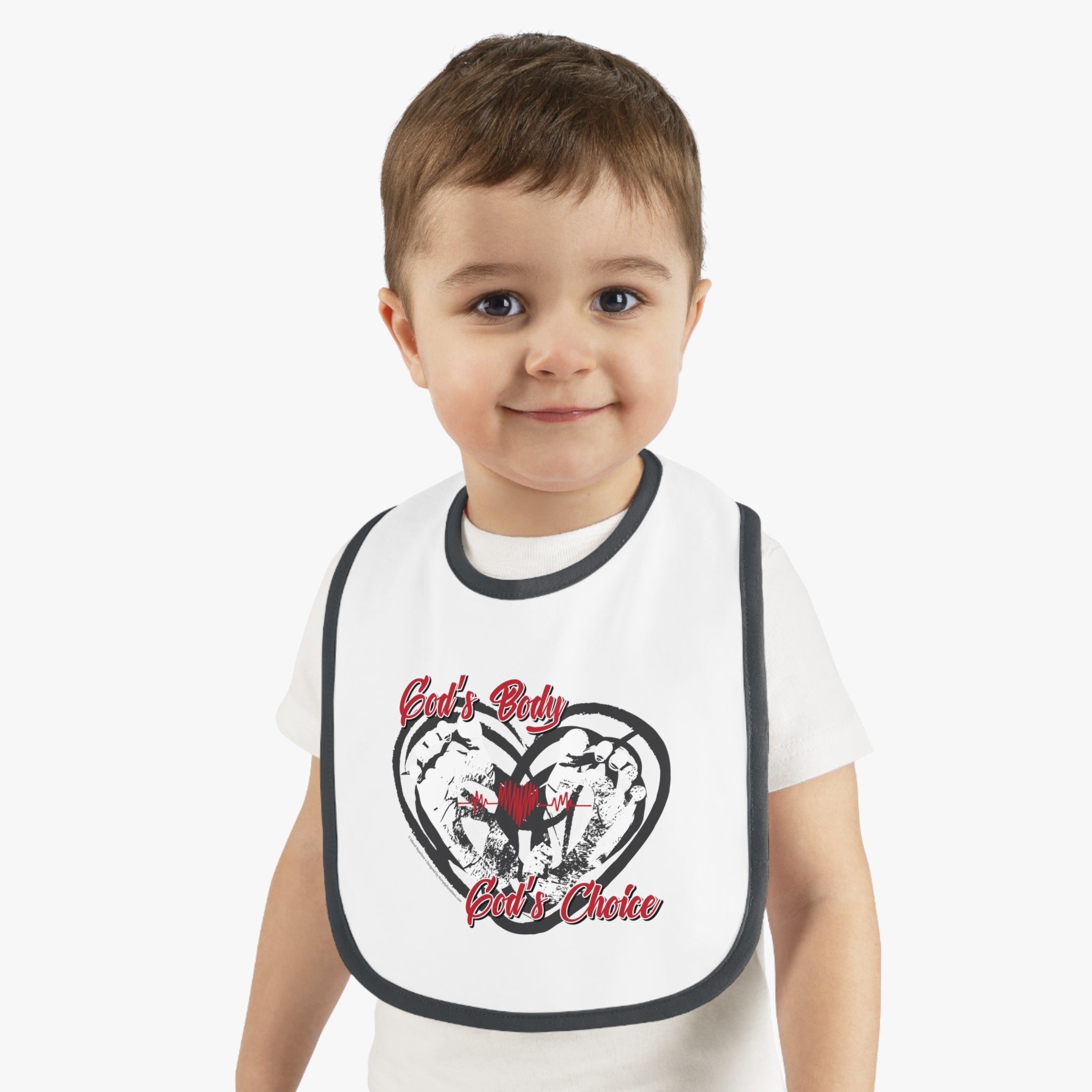 God's Body, God's Choice - Infant Soft Cotton Bib with Contrast Trim