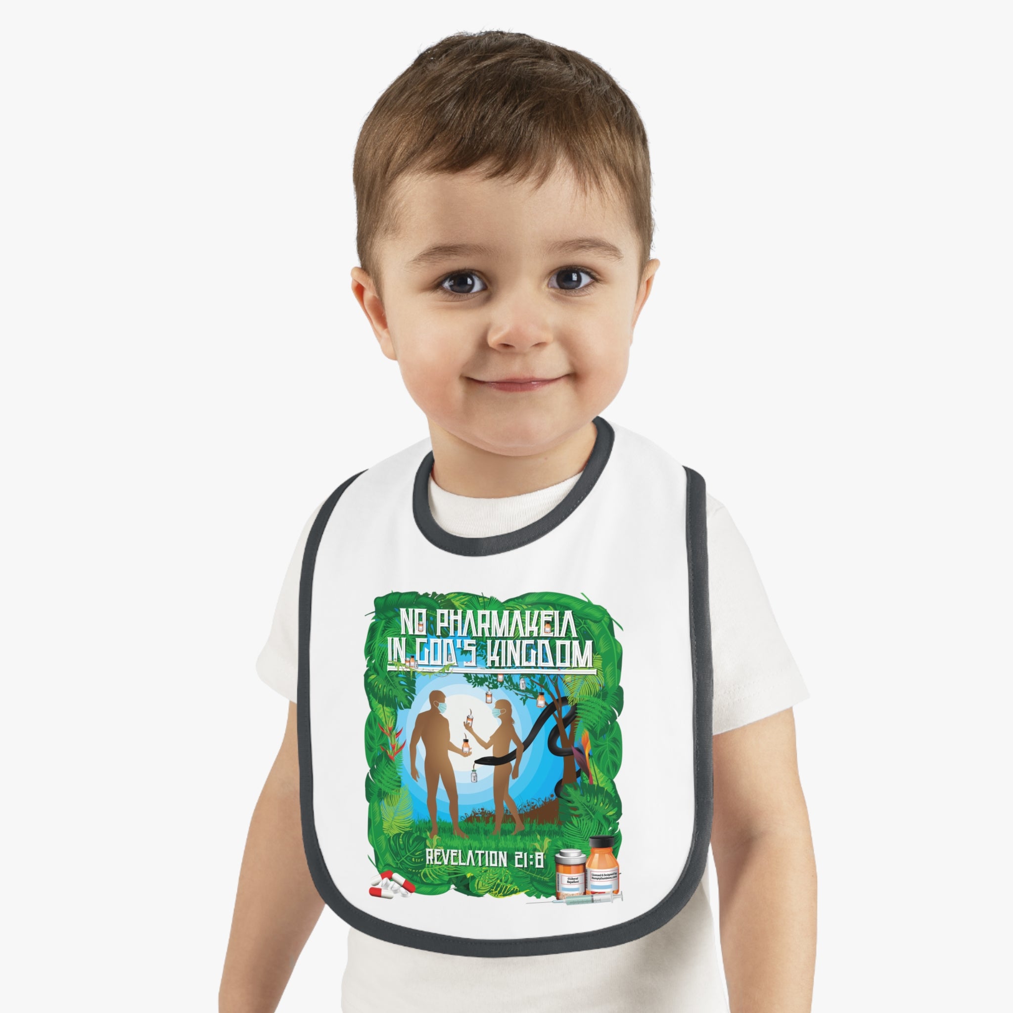 No Pharmakeia in God's Kingdom - Infant Soft Cotton Bib with Contrast Trim