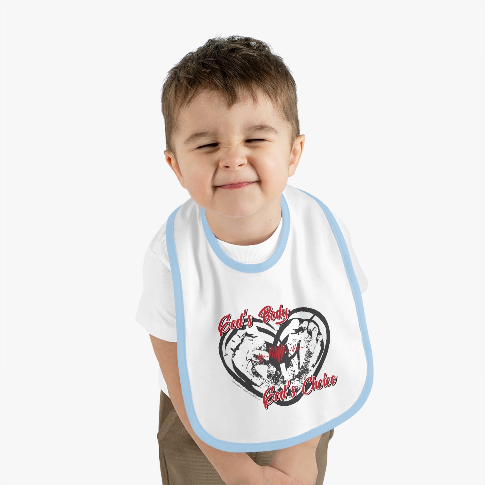 God's Body, God's Choice - Infant Soft Cotton Bib with Contrast Trim