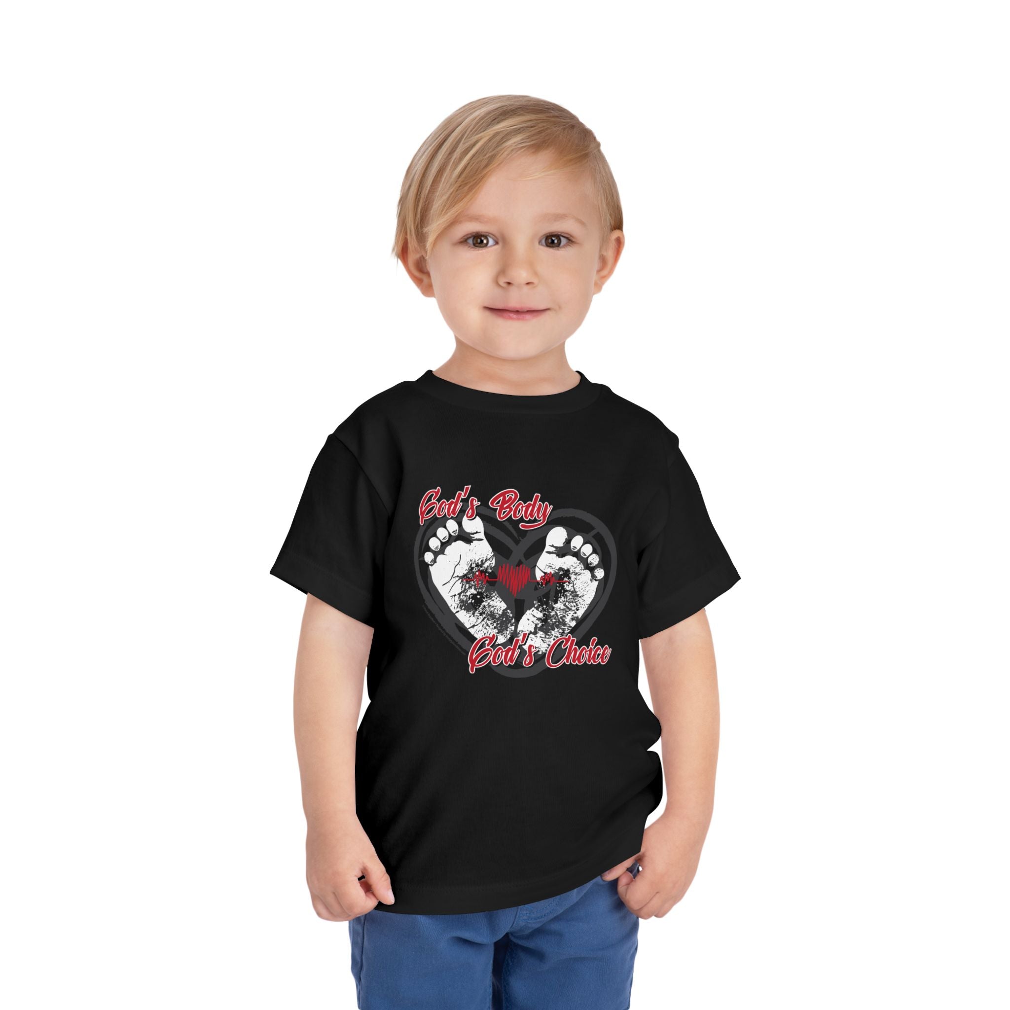 God's Body, God's Choice - Toddler Soft Cotton Short Sleeve T-Shirt