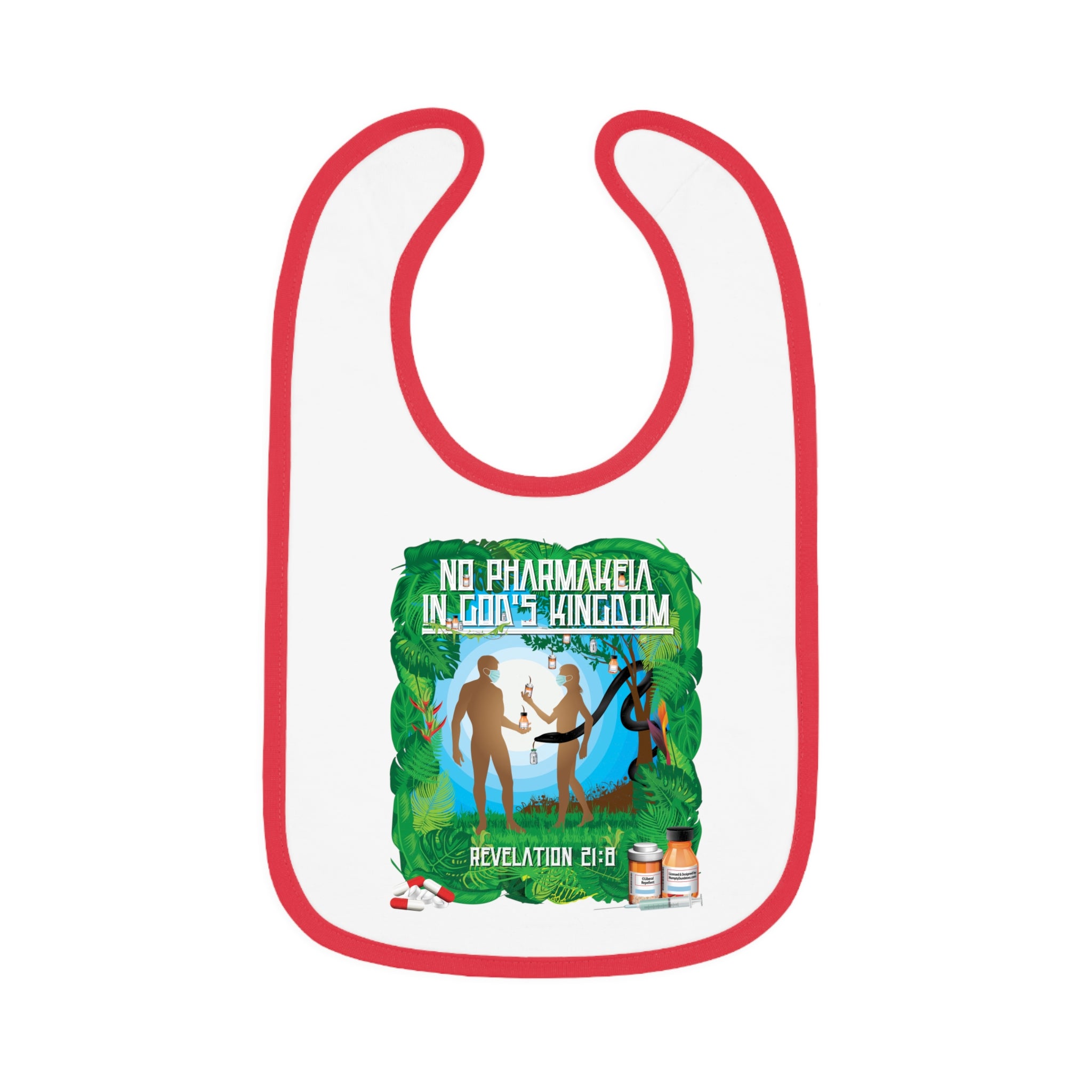 No Pharmakeia in God's Kingdom - Infant Soft Cotton Bib with Contrast Trim