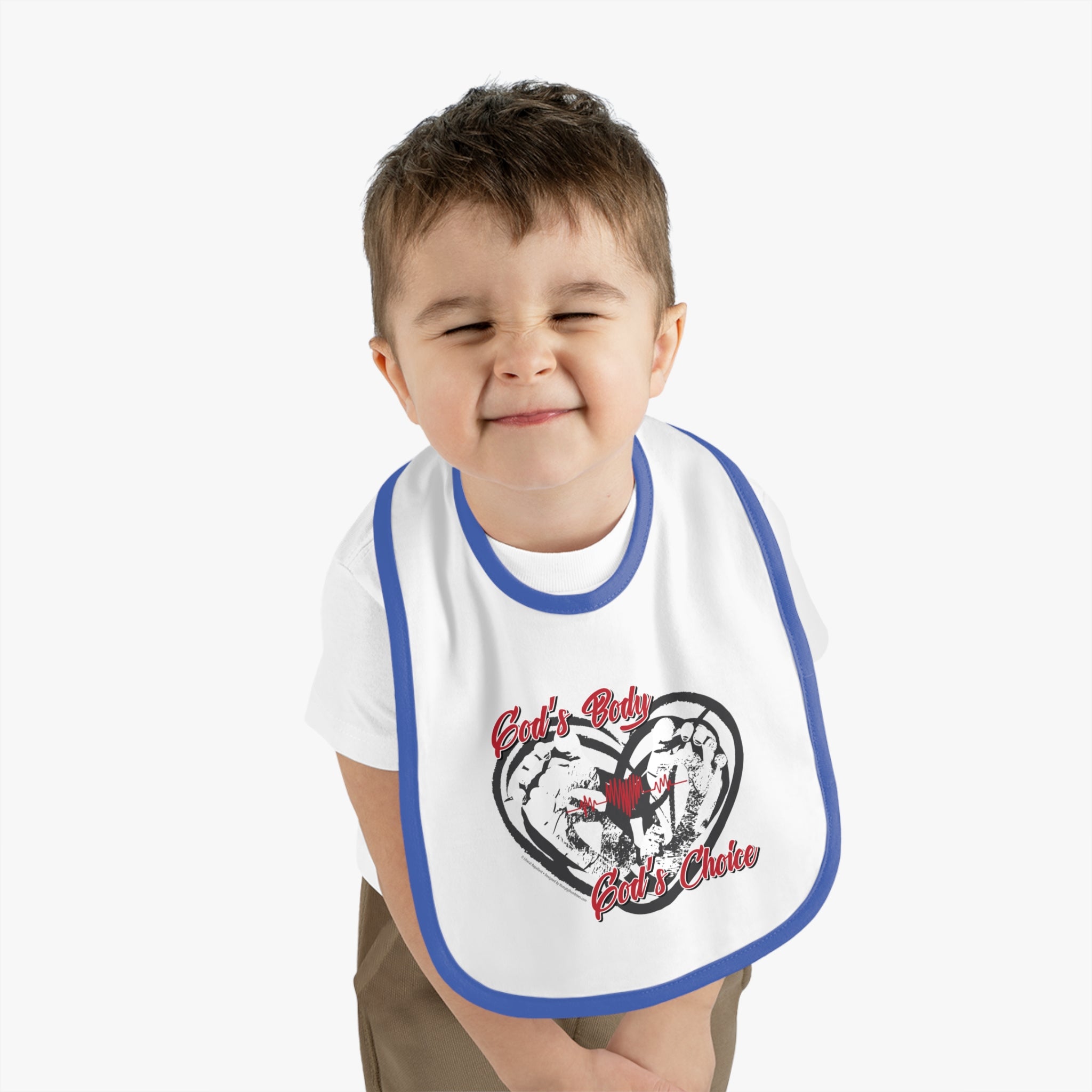 God's Body, God's Choice - Infant Soft Cotton Bib with Contrast Trim