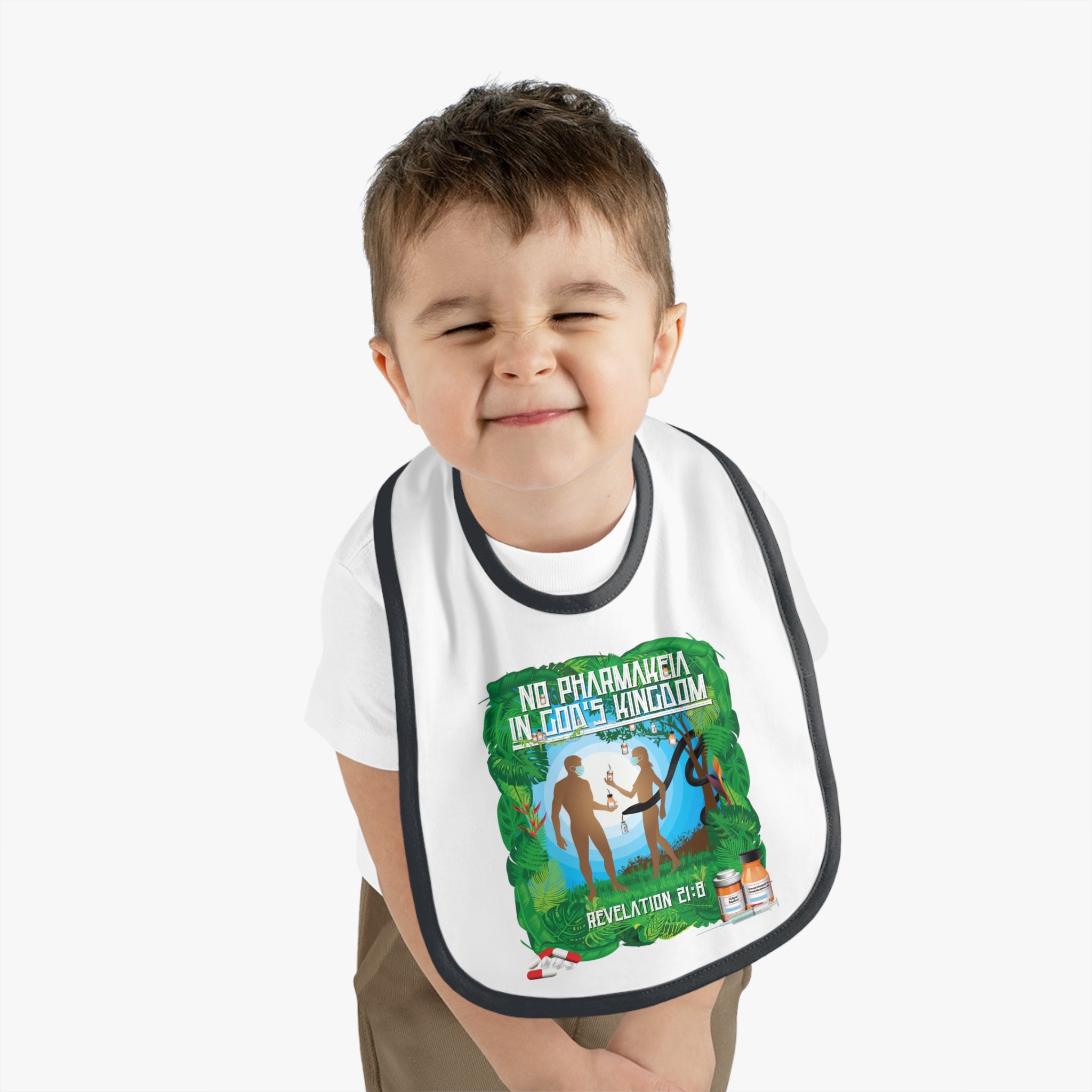 No Pharmakeia in God's Kingdom - Infant Soft Cotton Bib with Contrast Trim