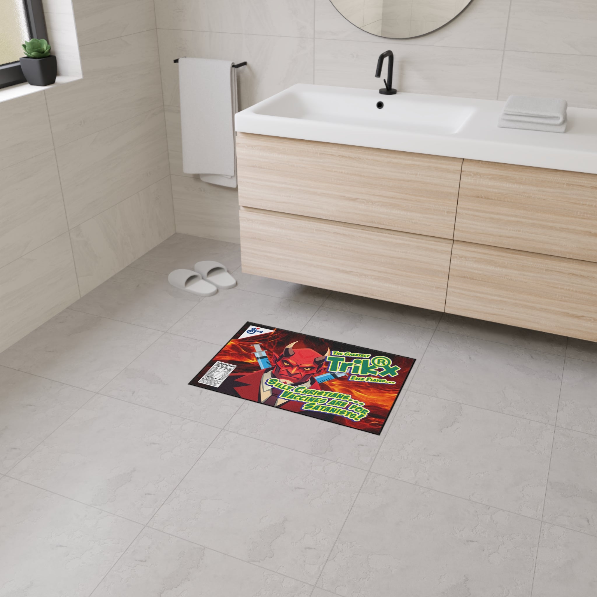 Silly Christians, Vaccines are for Satanists - Heavy Duty Floor Mat