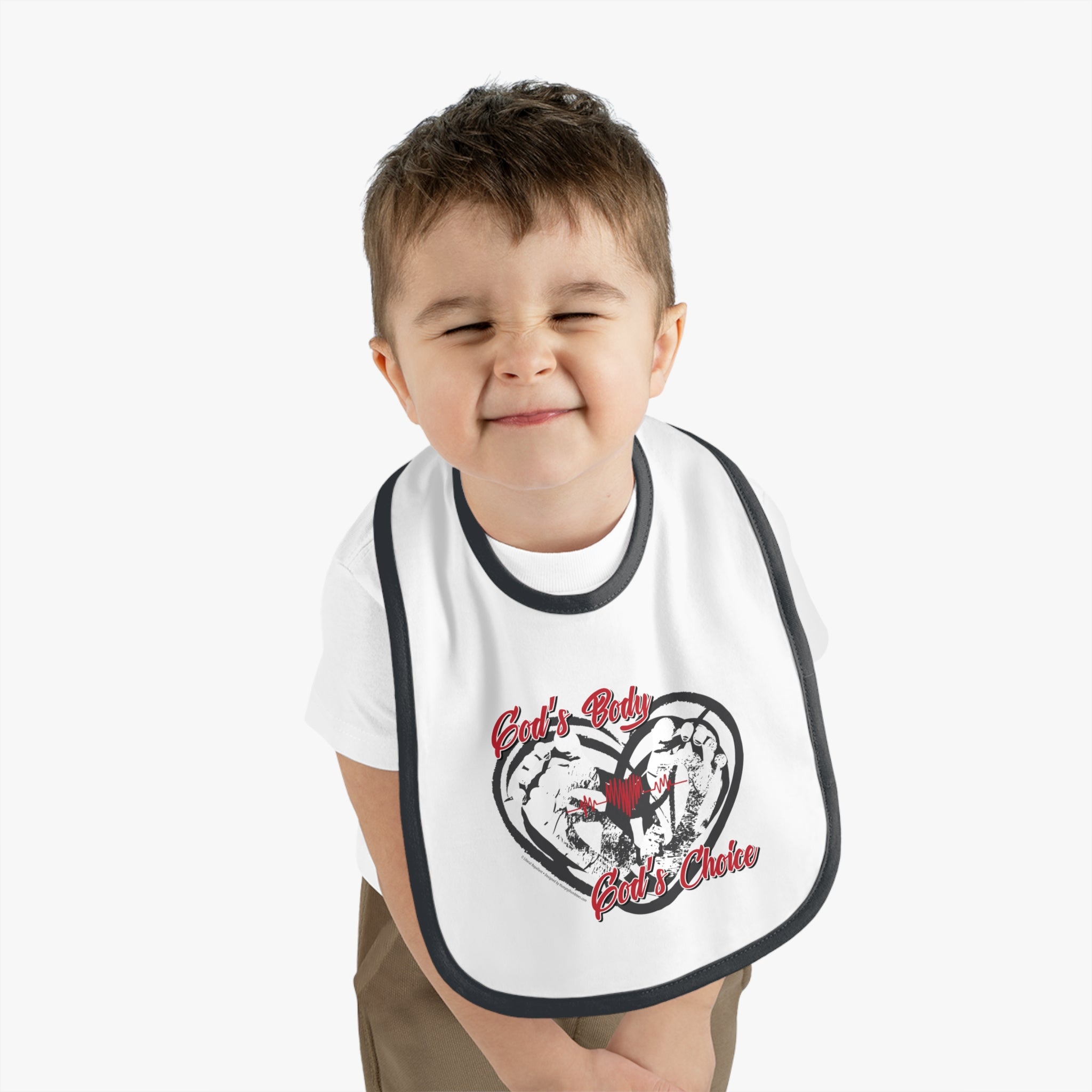 God's Body, God's Choice - Infant Soft Cotton Bib with Contrast Trim