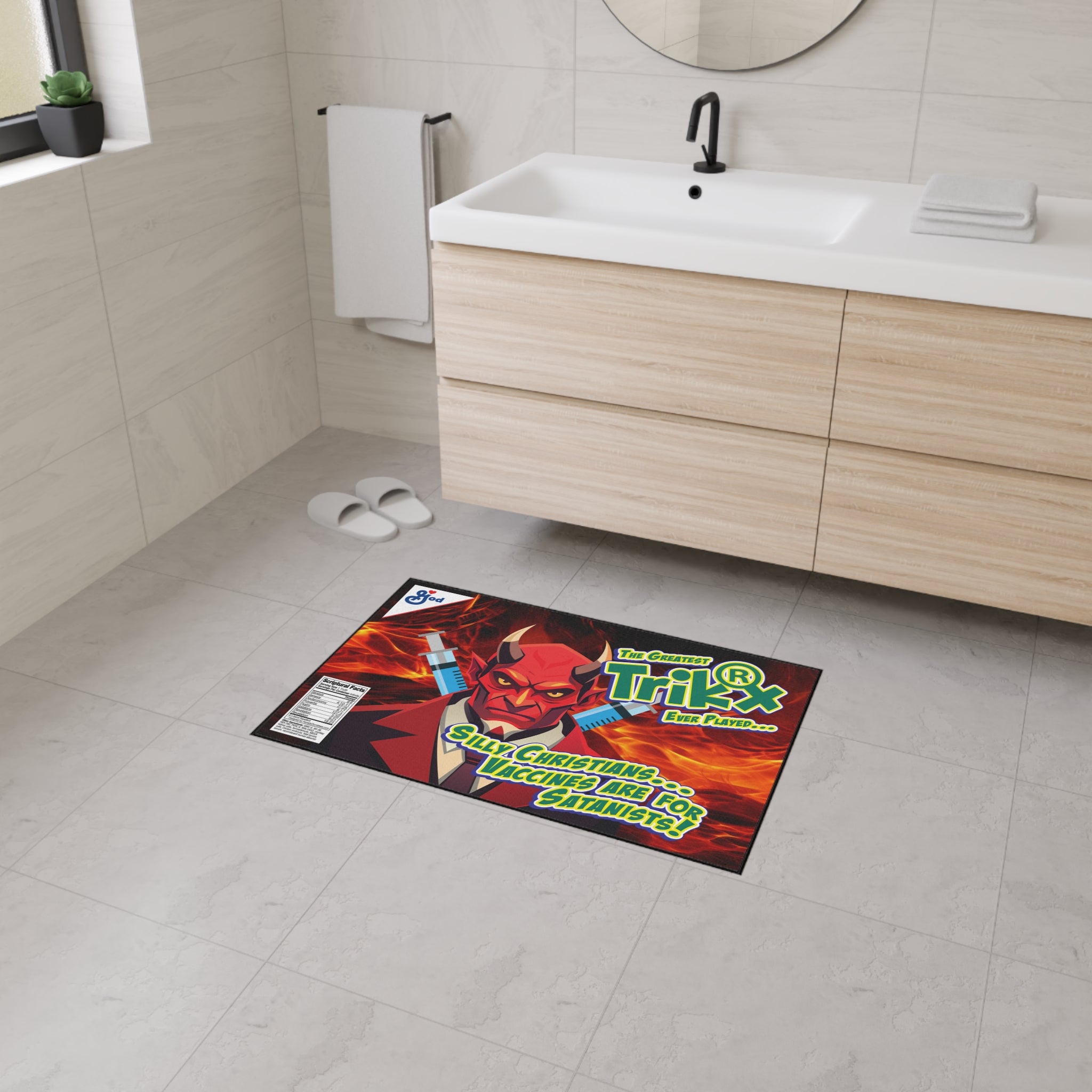 Silly Christians, Vaccines are for Satanists - Heavy Duty Floor Mat