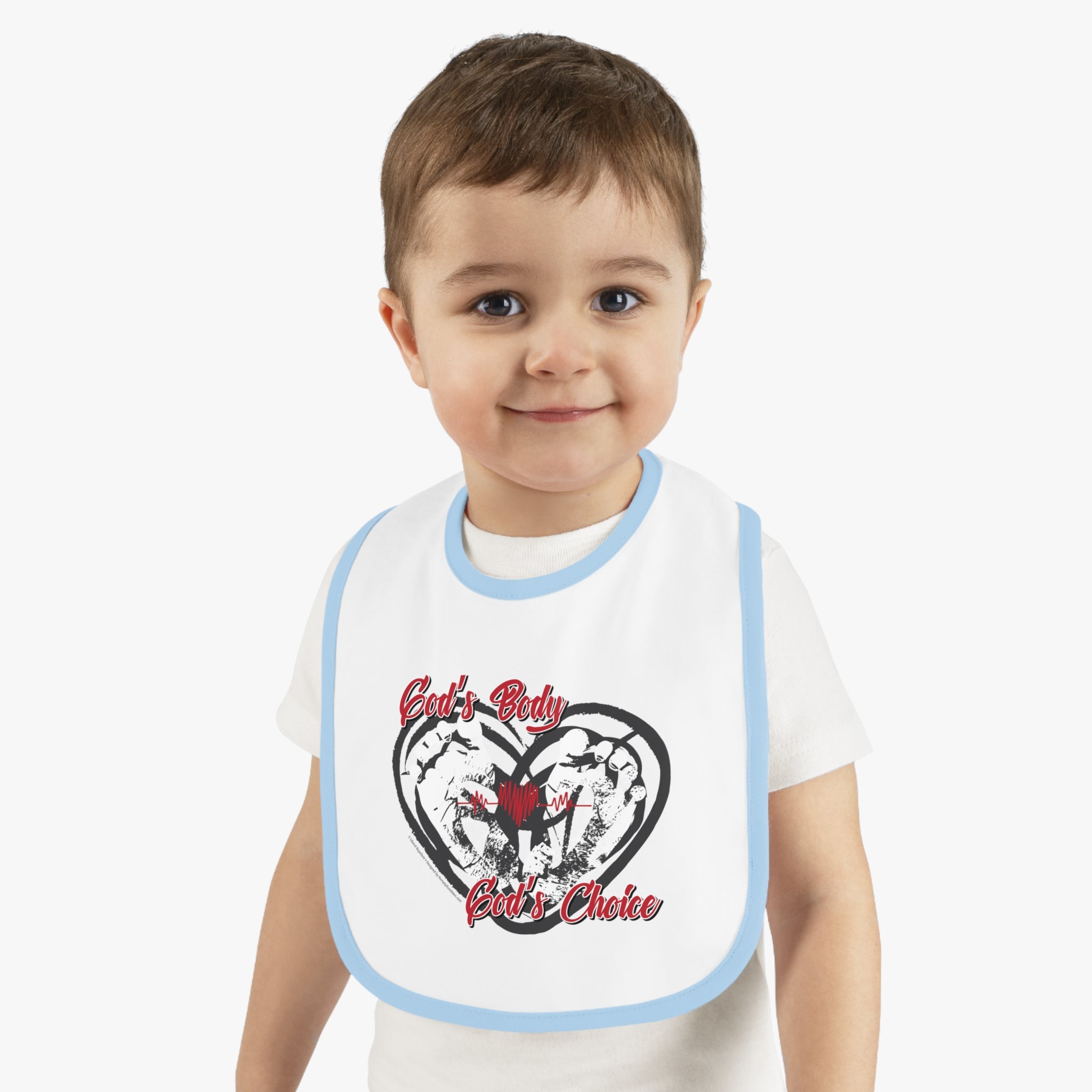 God's Body, God's Choice - Infant Soft Cotton Bib with Contrast Trim