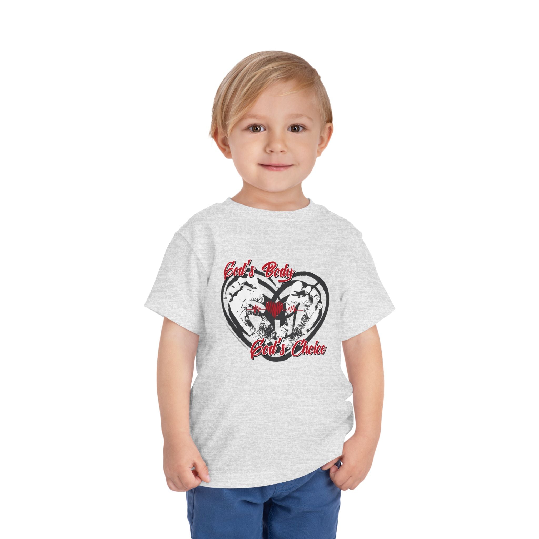 God's Body, God's Choice - Toddler Soft Cotton Short Sleeve T-Shirt
