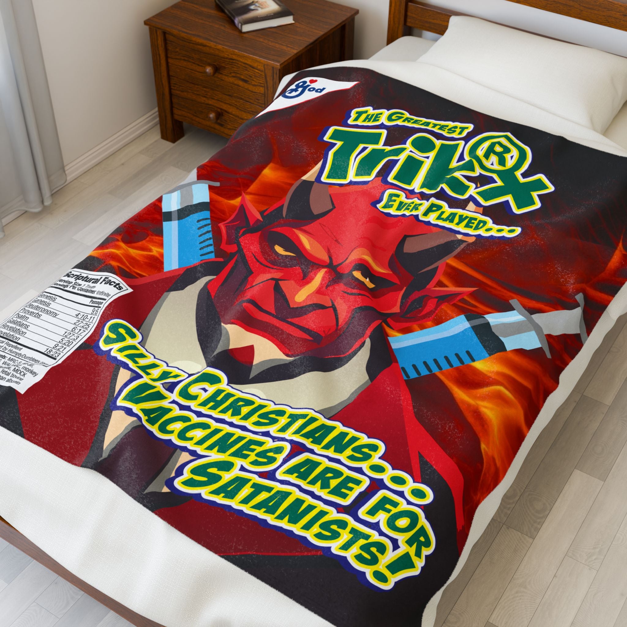 Silly Christians, Vaccines are for Satanists - Eco-Friendly Velveteen Plush Blanket