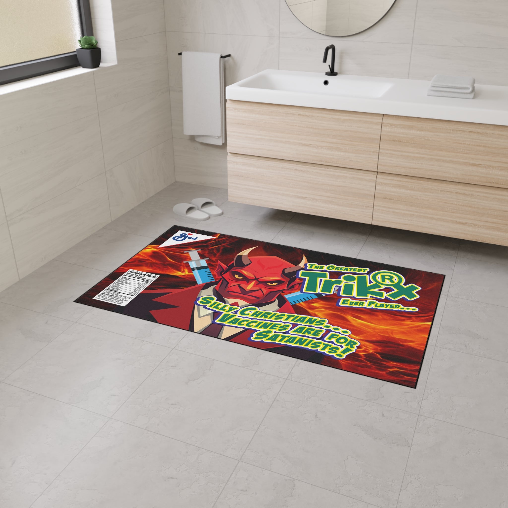 Silly Christians, Vaccines are for Satanists - Heavy Duty Floor Mat