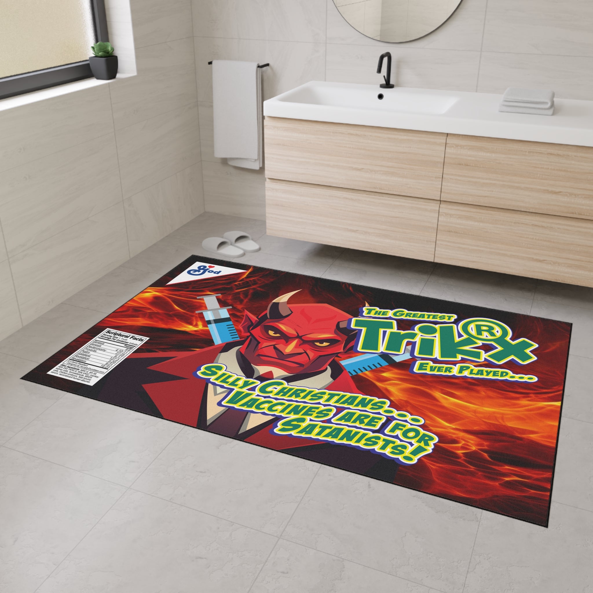 Silly Christians, Vaccines are for Satanists - Heavy Duty Floor Mat