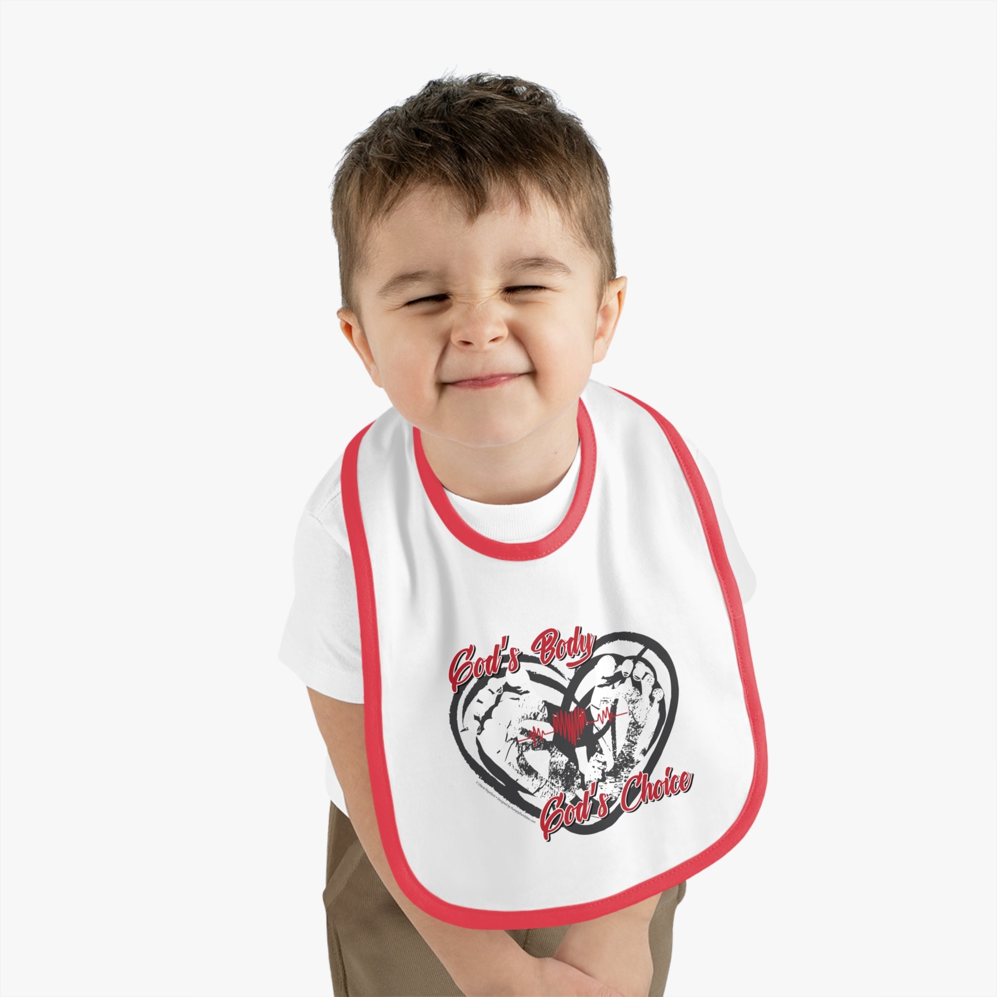 God's Body, God's Choice - Infant Soft Cotton Bib with Contrast Trim