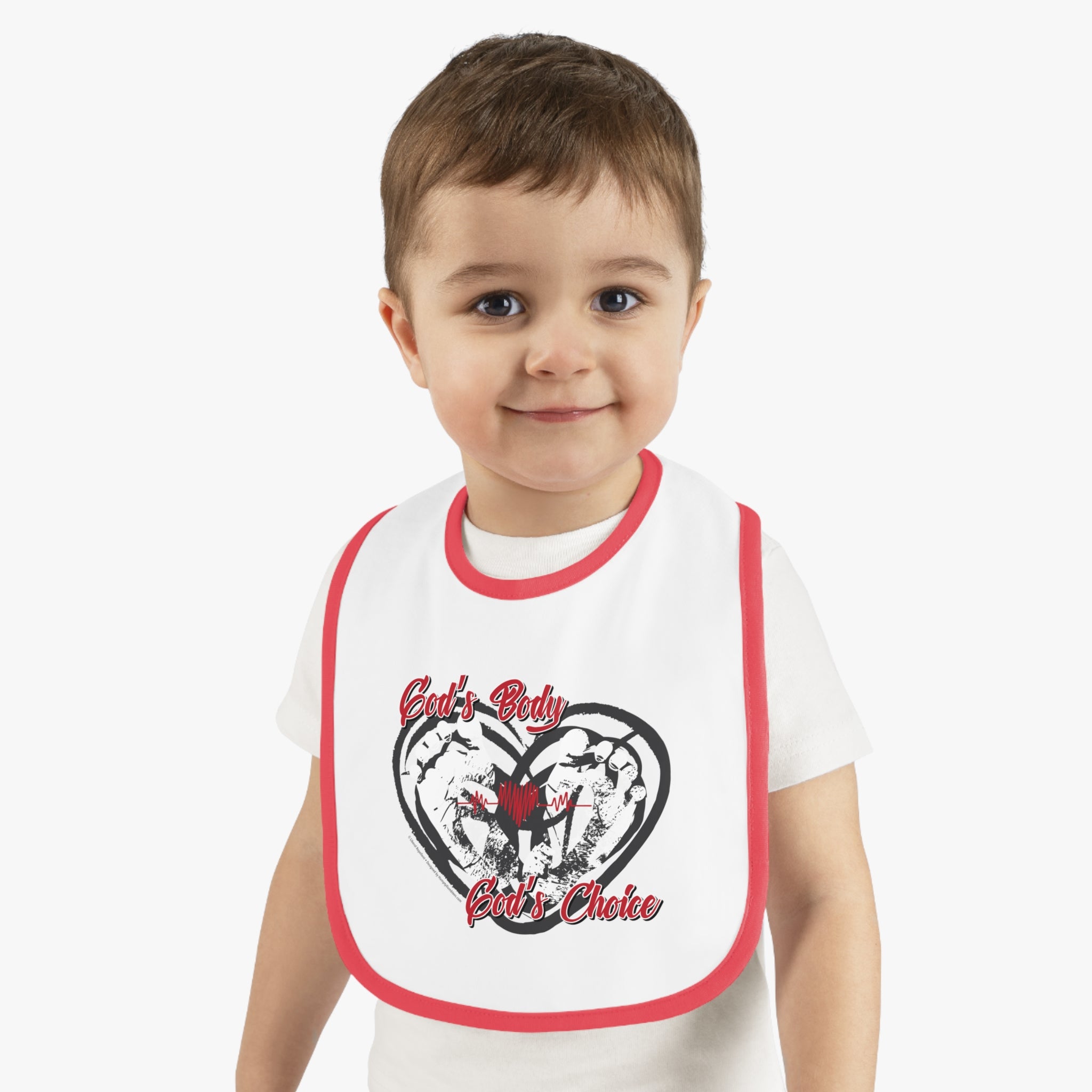 God's Body, God's Choice - Infant Soft Cotton Bib with Contrast Trim