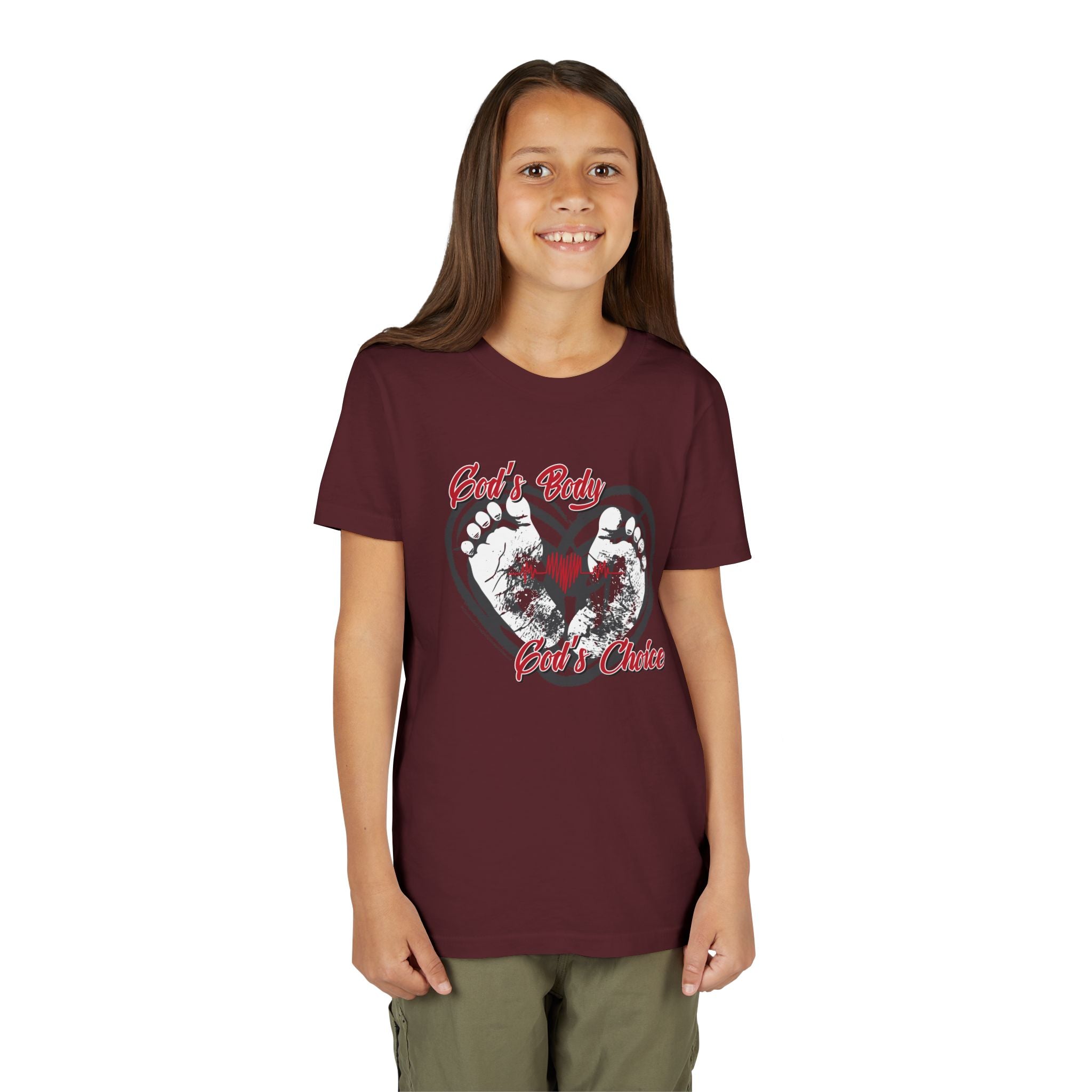 God's Body, God's Choice - Youth Soft Cotton Short Sleeve T-Shirt