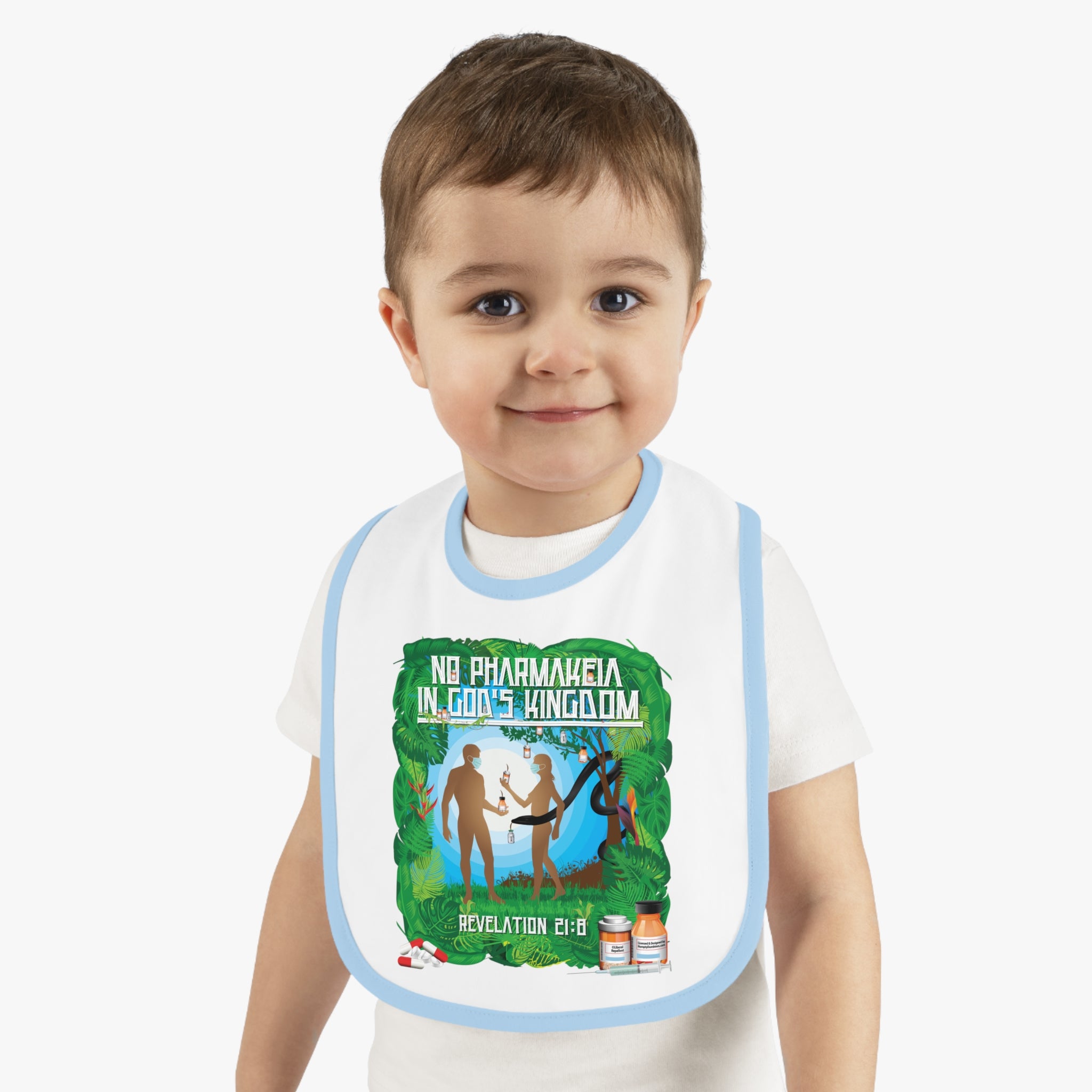 No Pharmakeia in God's Kingdom - Infant Soft Cotton Bib with Contrast Trim
