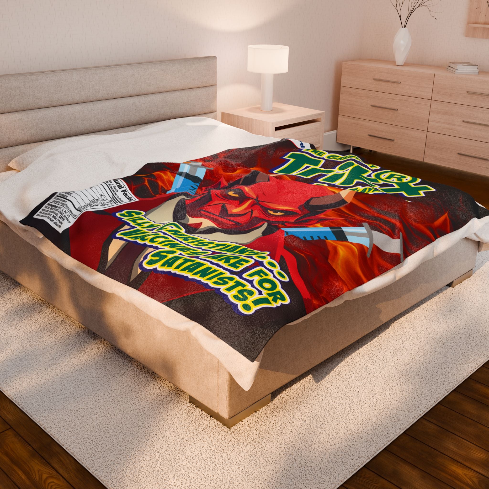Silly Christians, Vaccines are for Satanists - Eco-Friendly Velveteen Plush Blanket