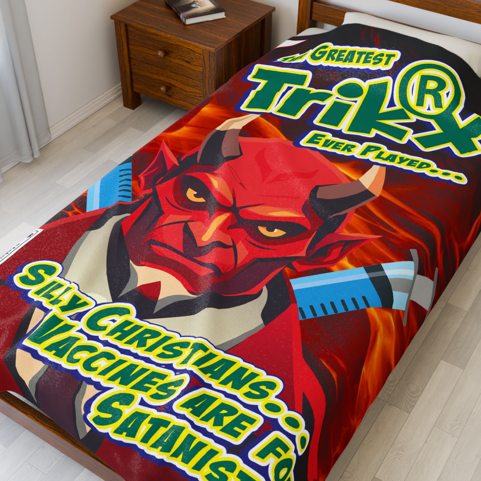 Silly Christians, Vaccines are for Satanists - Eco-Friendly Velveteen Plush Blanket