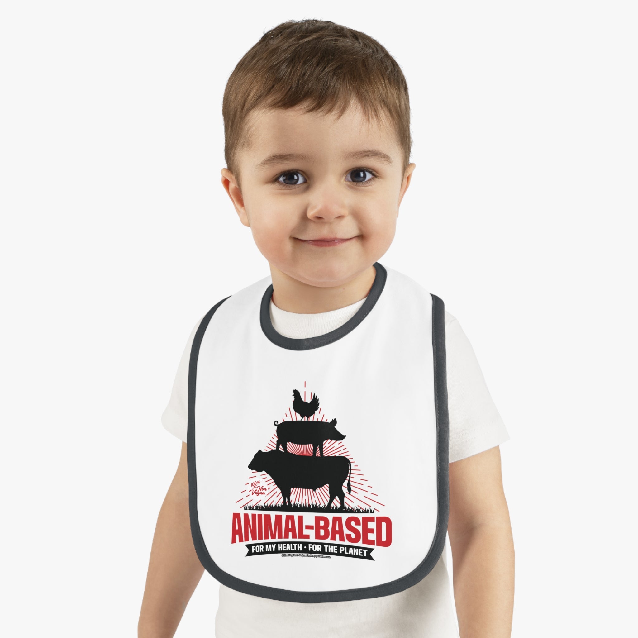 Animal Based - Infant Soft Cotton Bib with Contrast Trim
