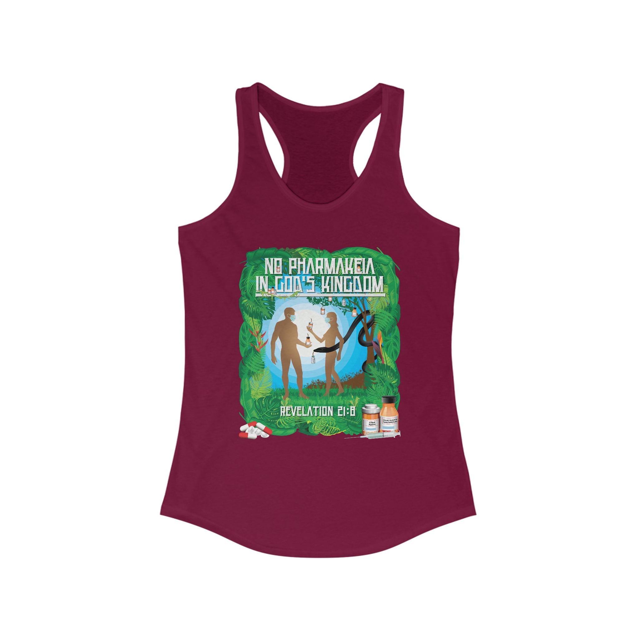 No Pharamakeia in God's Kingdom - Ladies Ideal Racerback Tank
