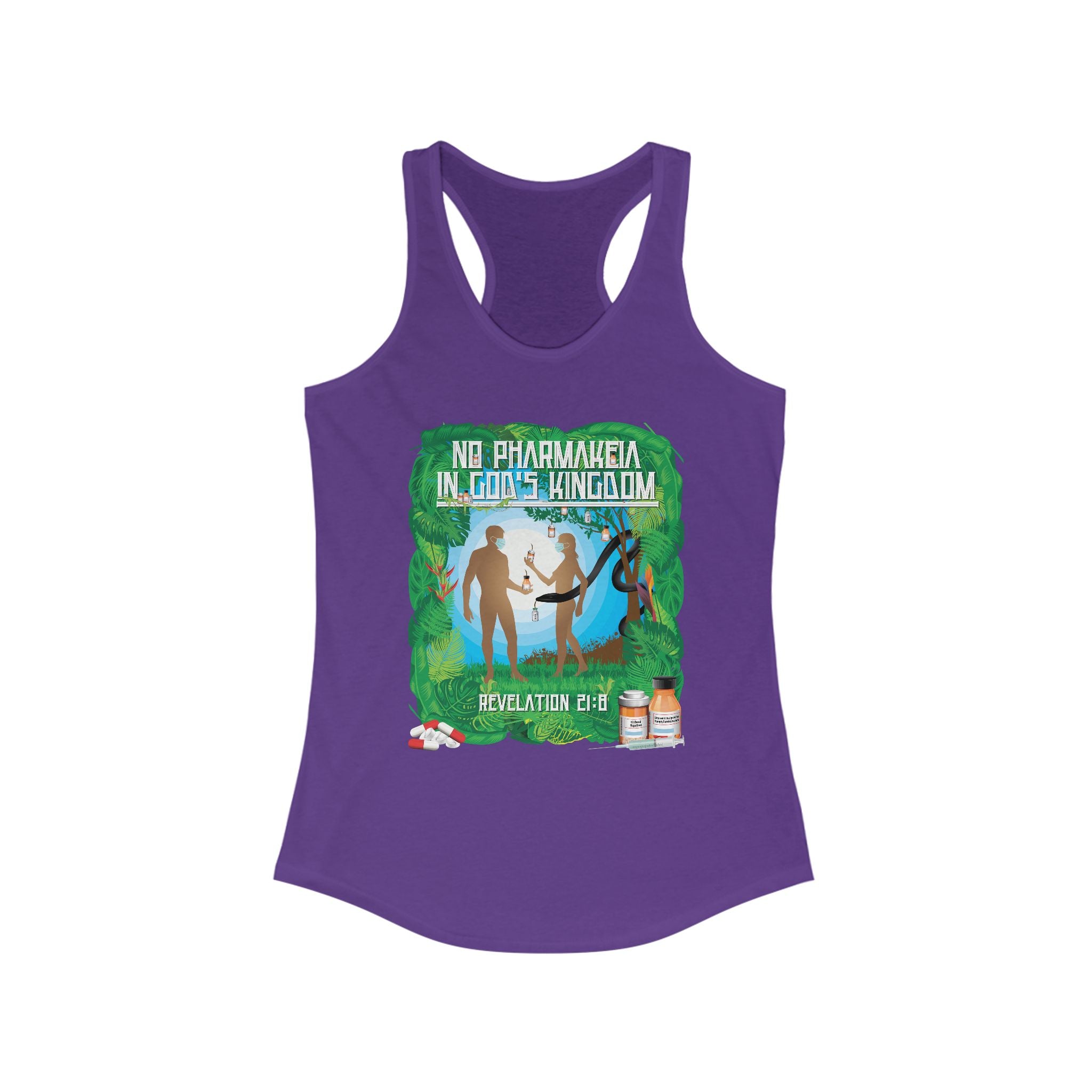 No Pharamakeia in God's Kingdom - Ladies Ideal Racerback Tank