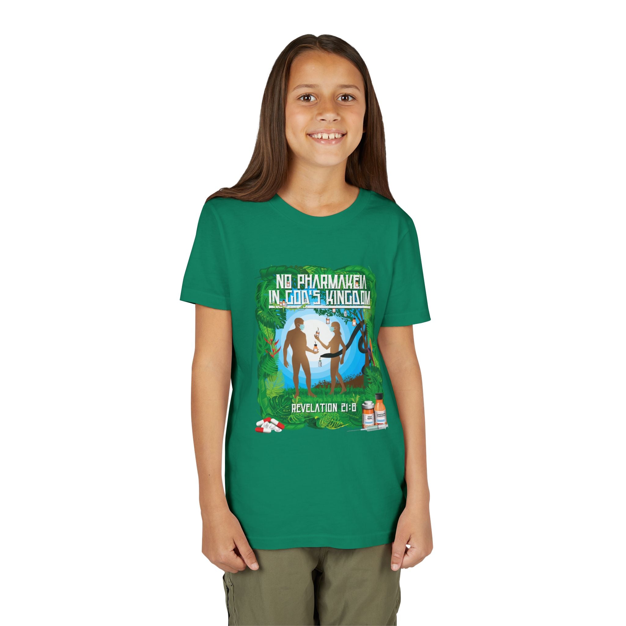 No Pharmakeia in God's Kingdom - Youth Soft Cotton Short Sleeve T-Shirt