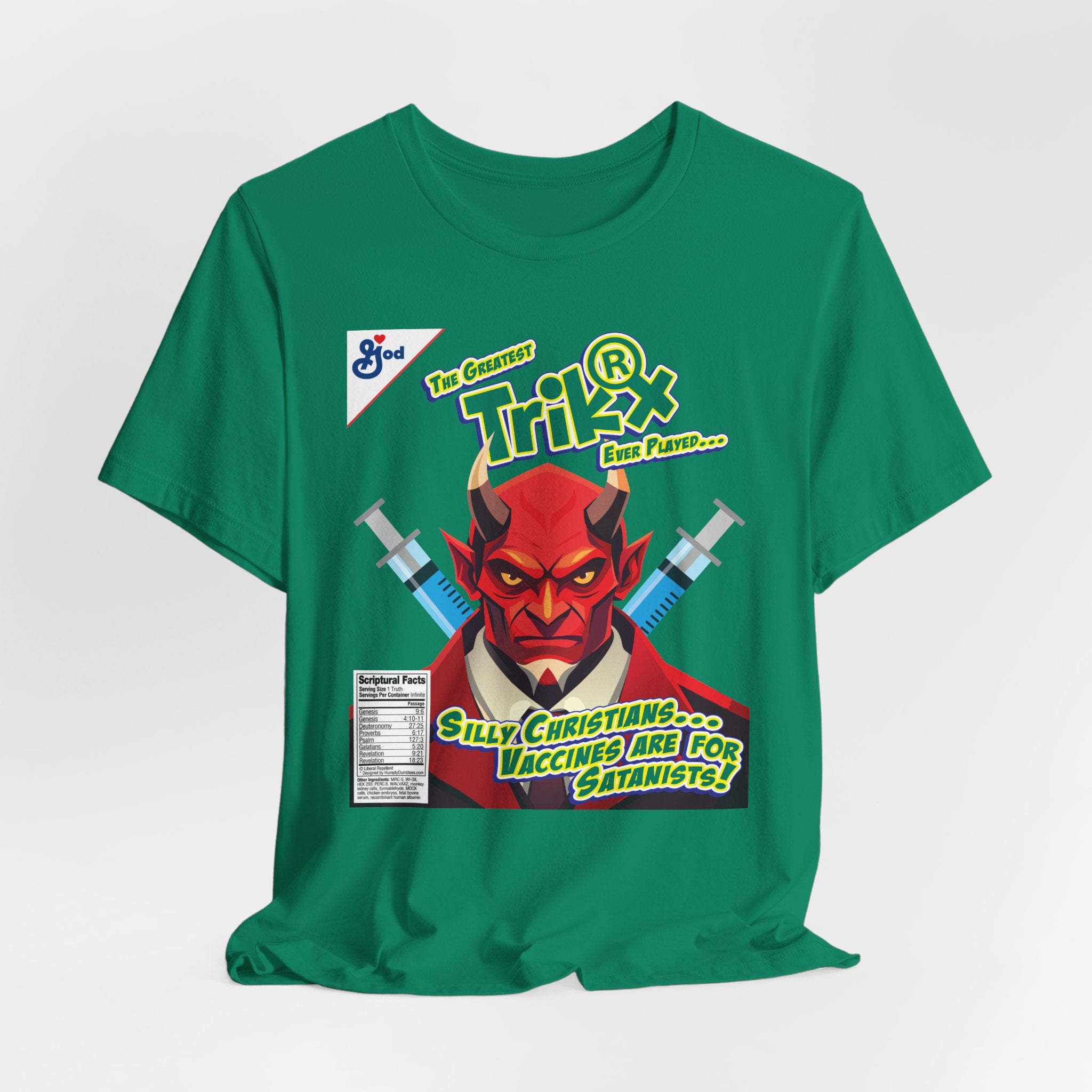 Silly Christians, Vaccines are for Satanists - Unisex Soft Cotton Short Sleeve T-Shirt