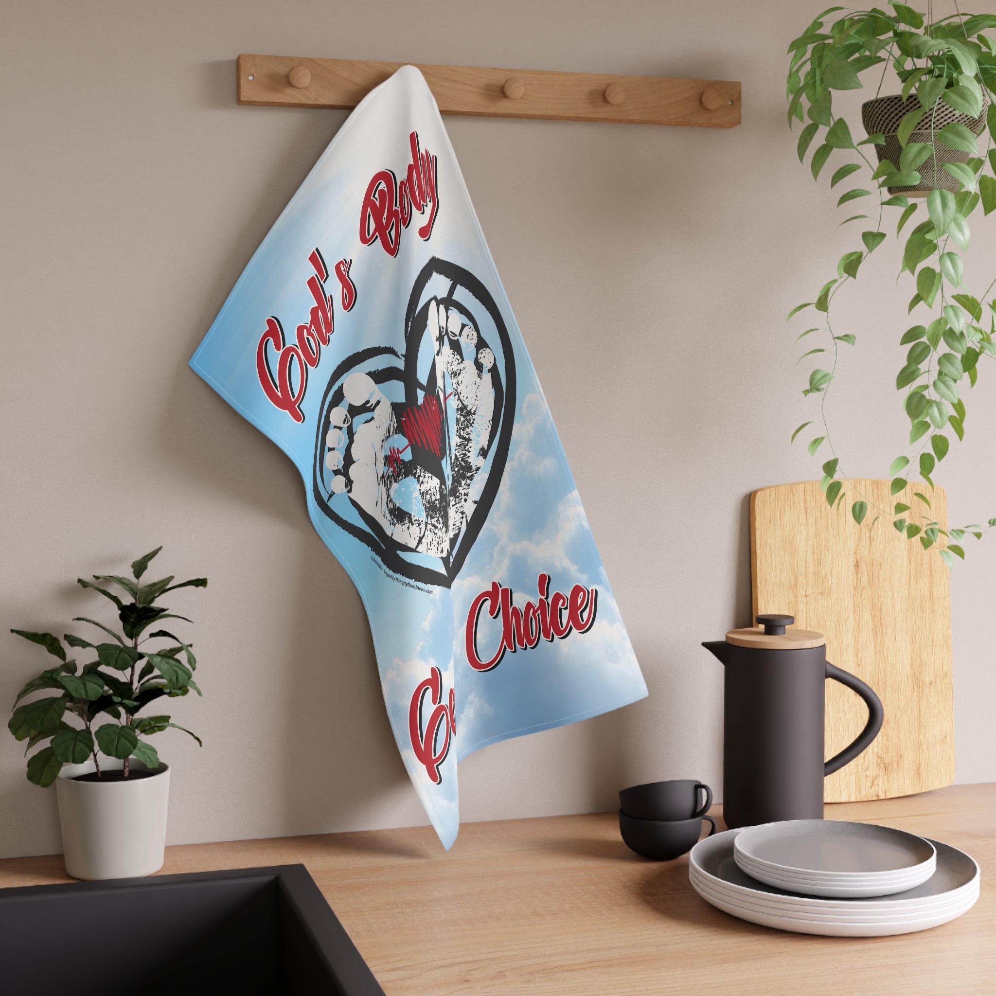 God's Body, God's Choice - Eco-Friendly 18" x 30" Tea Towel
