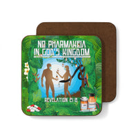No Pharmakeia in God's Kingdom - Hardboard Beverage Coaster