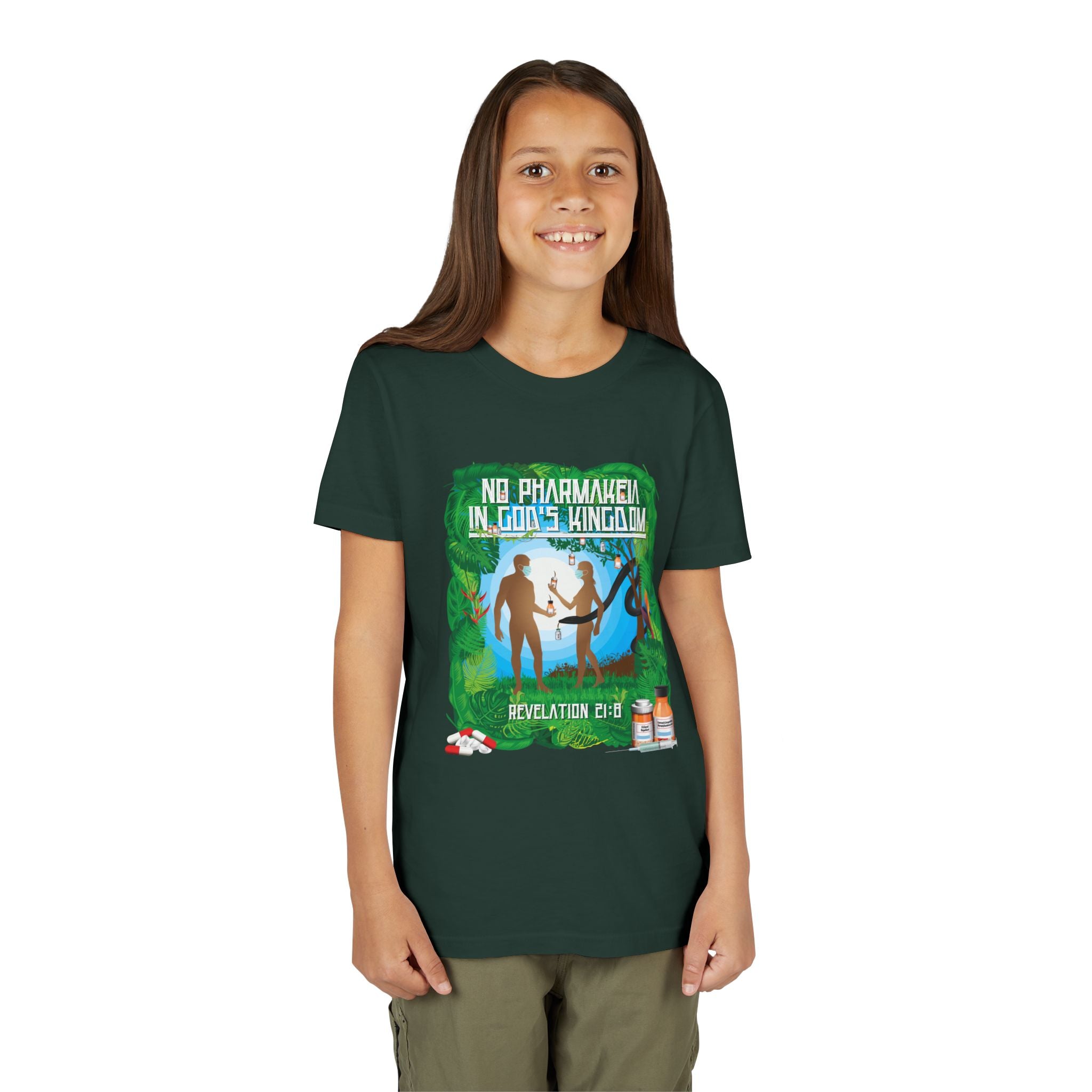 No Pharmakeia in God's Kingdom - Youth Soft Cotton Short Sleeve T-Shirt