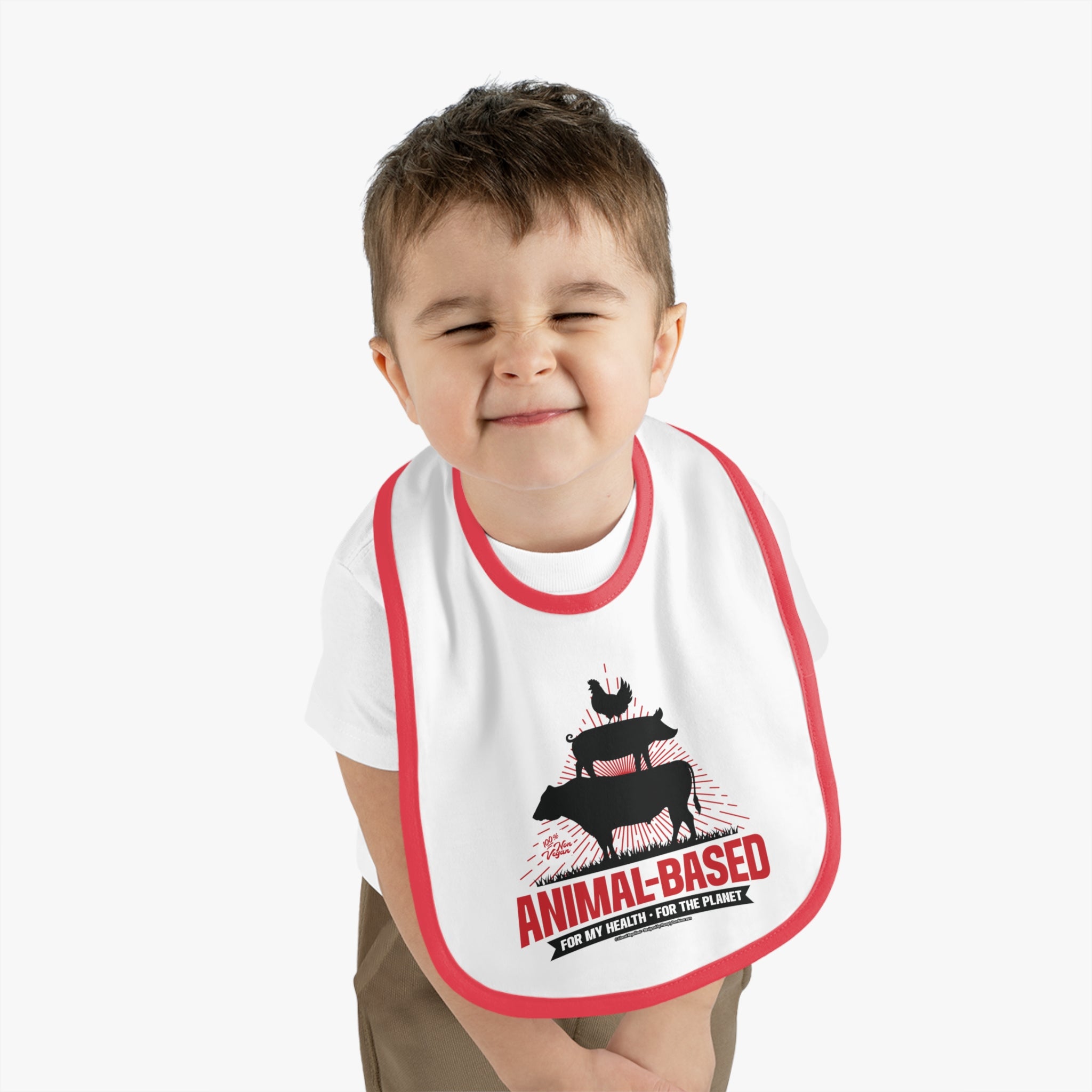 Animal Based - Infant Soft Cotton Bib with Contrast Trim